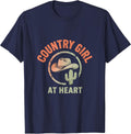 Country Girl at Heart Cowgirl Design T-Shirt - Navy Blue