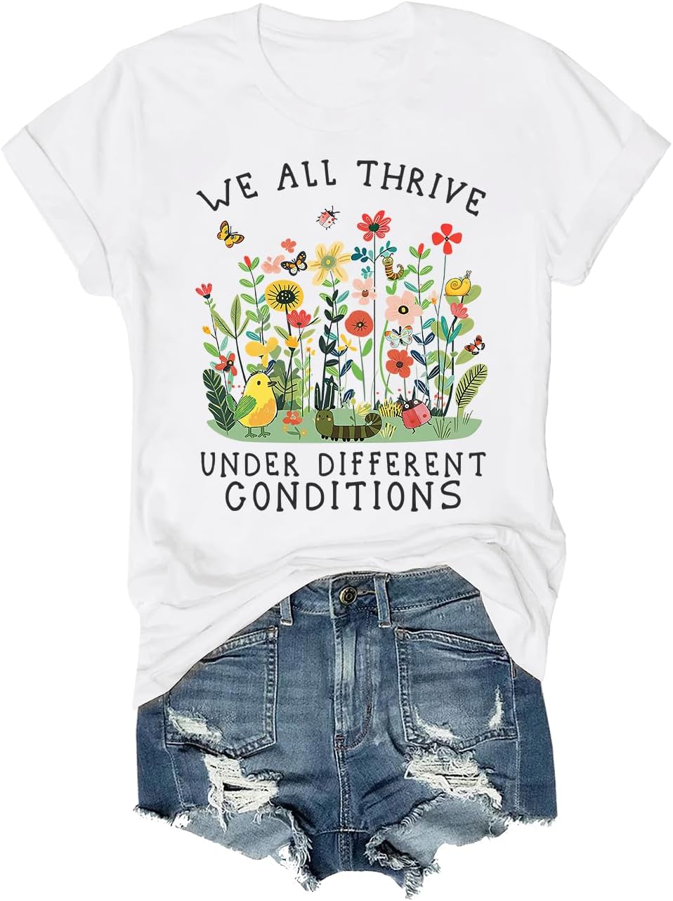 We All Thrive Under Different Conditions Shirt Autism Awareness T-Shirt Unisex Short Sleeve T-Shirt - White