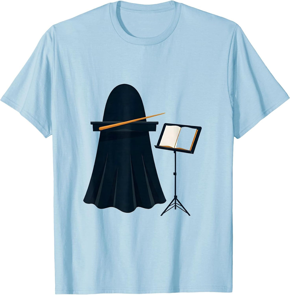 Men's Ghost Conductor Platform Editorial Halloween Music Teacher T-Shirt - Baby Blue