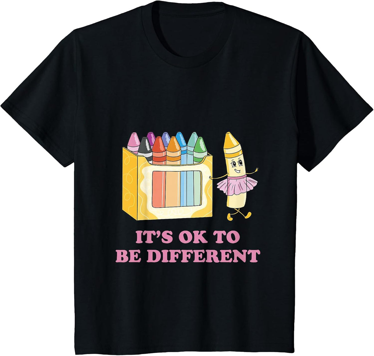 It's Okay to be Different Crayons, Autism Awareness Month T-Shirt - Black