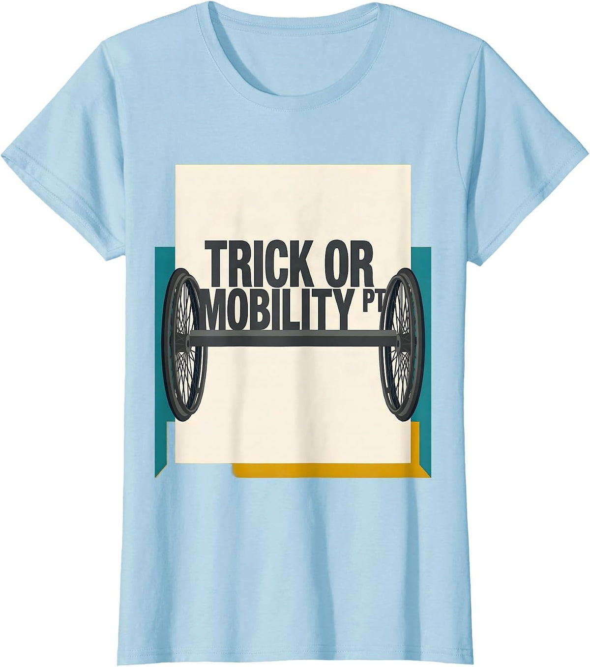 Trick Or Mobility PT Midcentury Modern Halloween Physical T-Shirt - Baby Blue