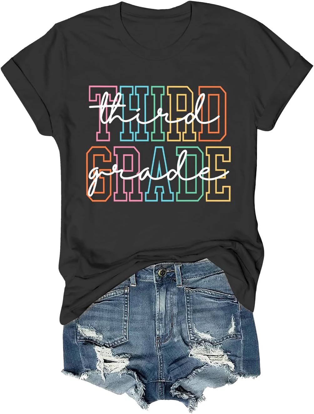 Third Grade Teacher Shirt Men Women T-Shirt Tee, Back to School Shirt - Black