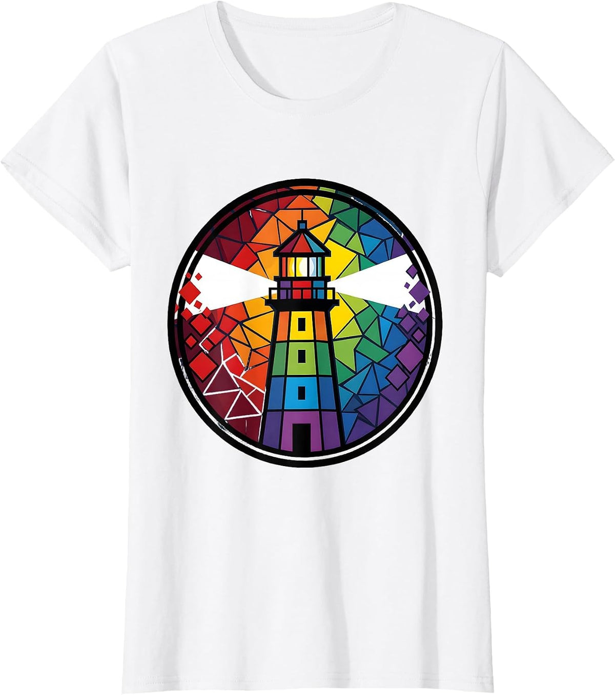 Autism Awareness Lighthouse Beam Through Colorful Fog T-Shirt - White