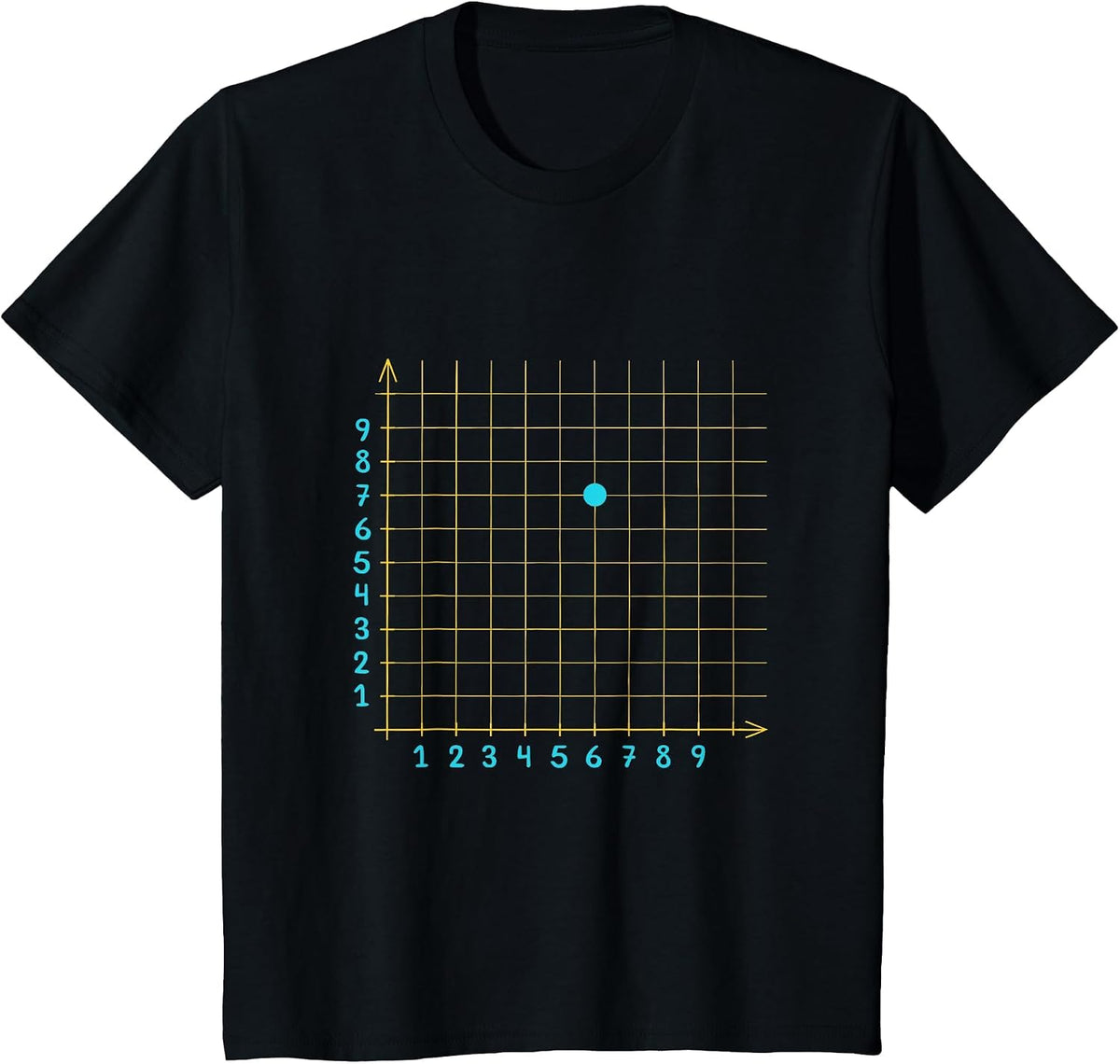 Mathletics Coordinate (6,7) Funny Math Teacher 67 Math Lover T-Shirt - Black