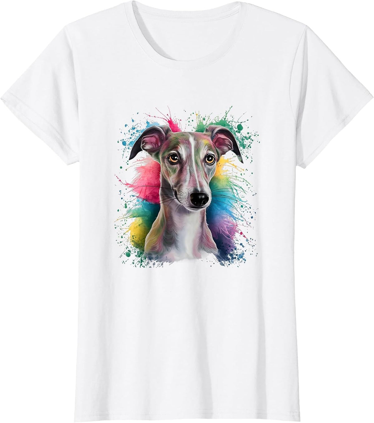 Men's Women's Colourful Watercolour Italian Greyhound T-Shirt - White