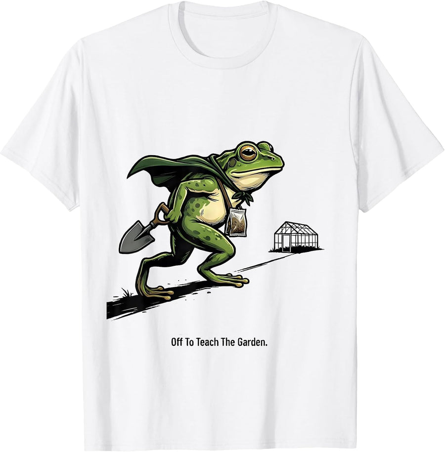 Men's Off To Teach The Garden Funny Frog Teacher Back to School T-Shirt - White