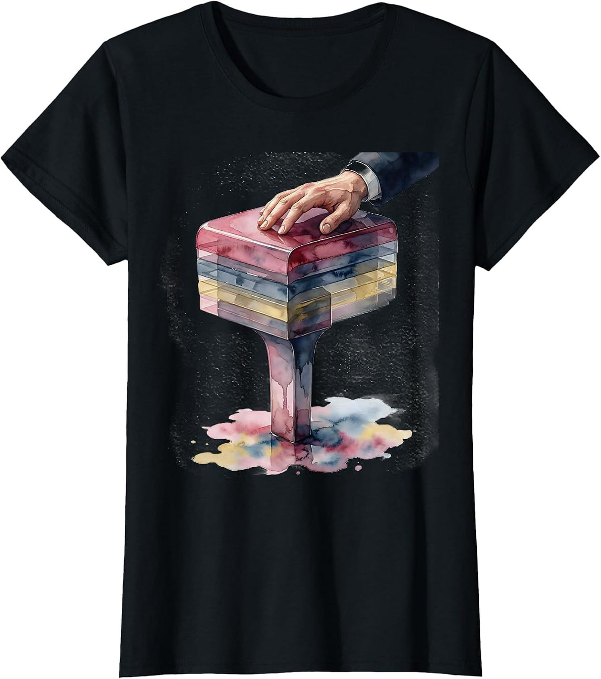 Piano Key Watercolor Pianist Gift Music Lover Humor T-Shirt - Black