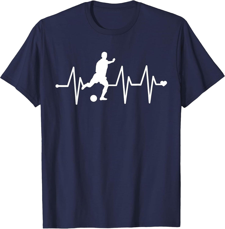 Soccer Heartbeat Shirt - Funny Soccer T Shirt T-Shirt - Navy Blue