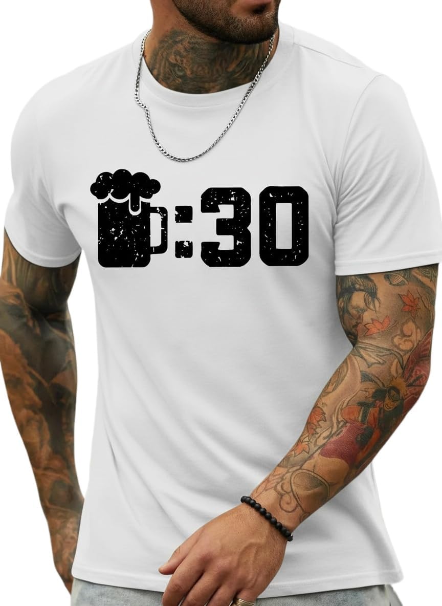 Round Neck Graphic Tees for Men Summer Fall Short Sleeve T-Shirt Basis Tops Blouse - C12-white