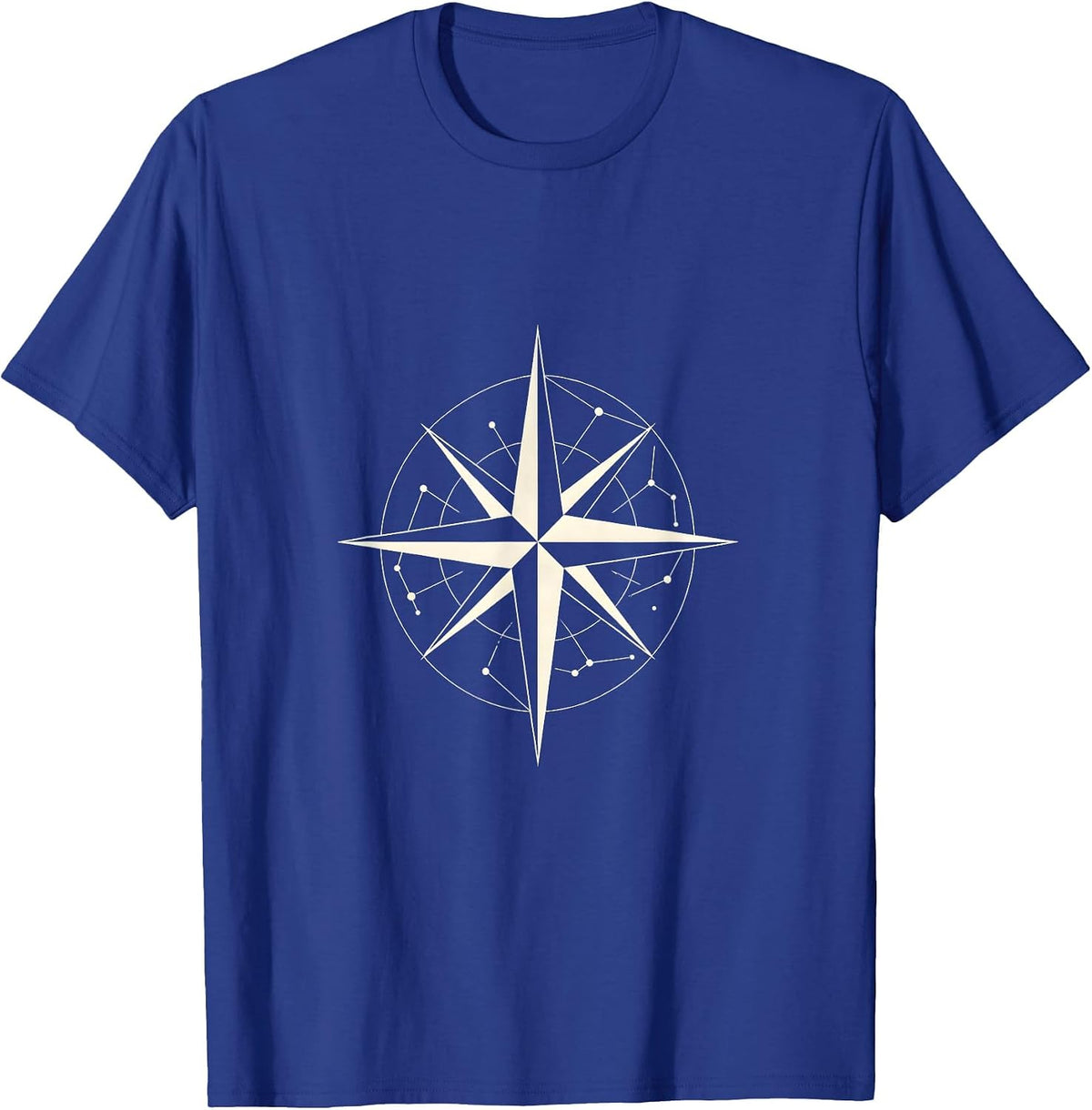 Compass Rose Star Chart Navigation Graphic T-Shirt - Royal Blue