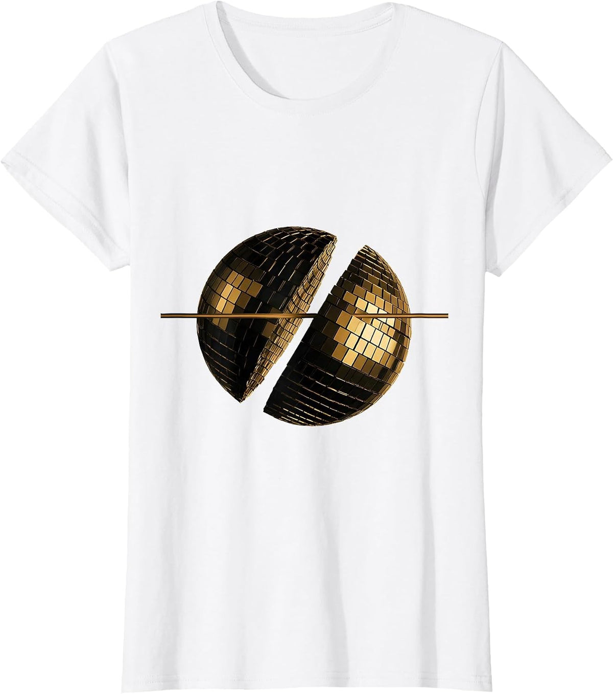 Disco Ball Split Retro 70s Party Costume T-Shirt - White