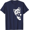 Cute Cairn Terrier Dog Peering Graphic Design T-Shirt - Navy Blue