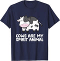 Cattle Cow Cows are My Spirit Animal T-Shirt - Navy Blue