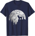 Frenchie Dog Moon Howl in Forest Halloween Dog Frenchie T-Shirt - Navy Blue