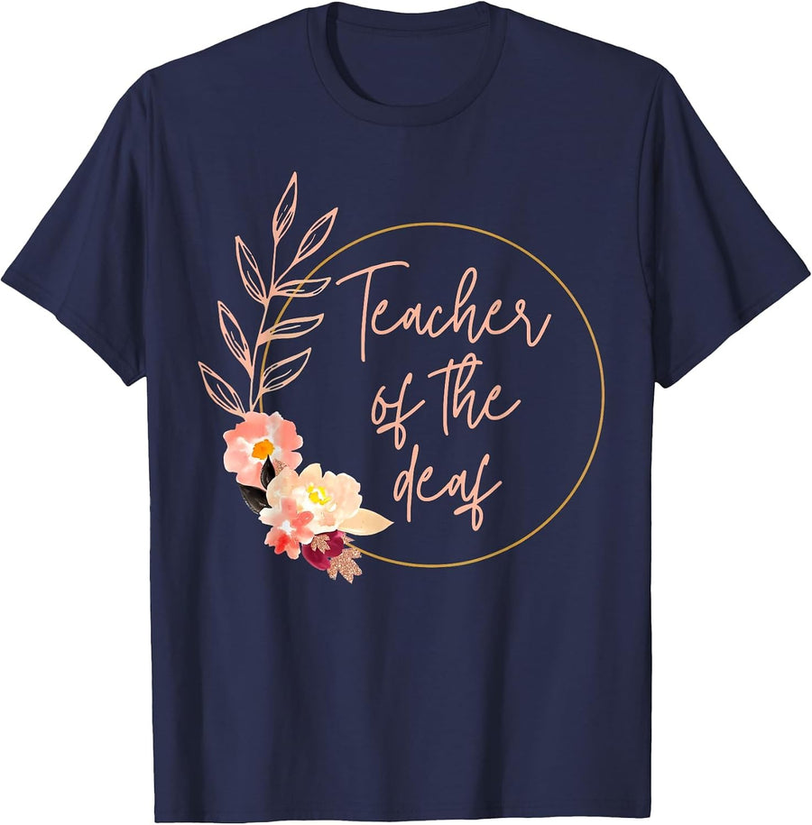 DHH Teacher DHH Deaf Education Teacher Deaf and Hard of Hear T-Shirt - Navy Blue