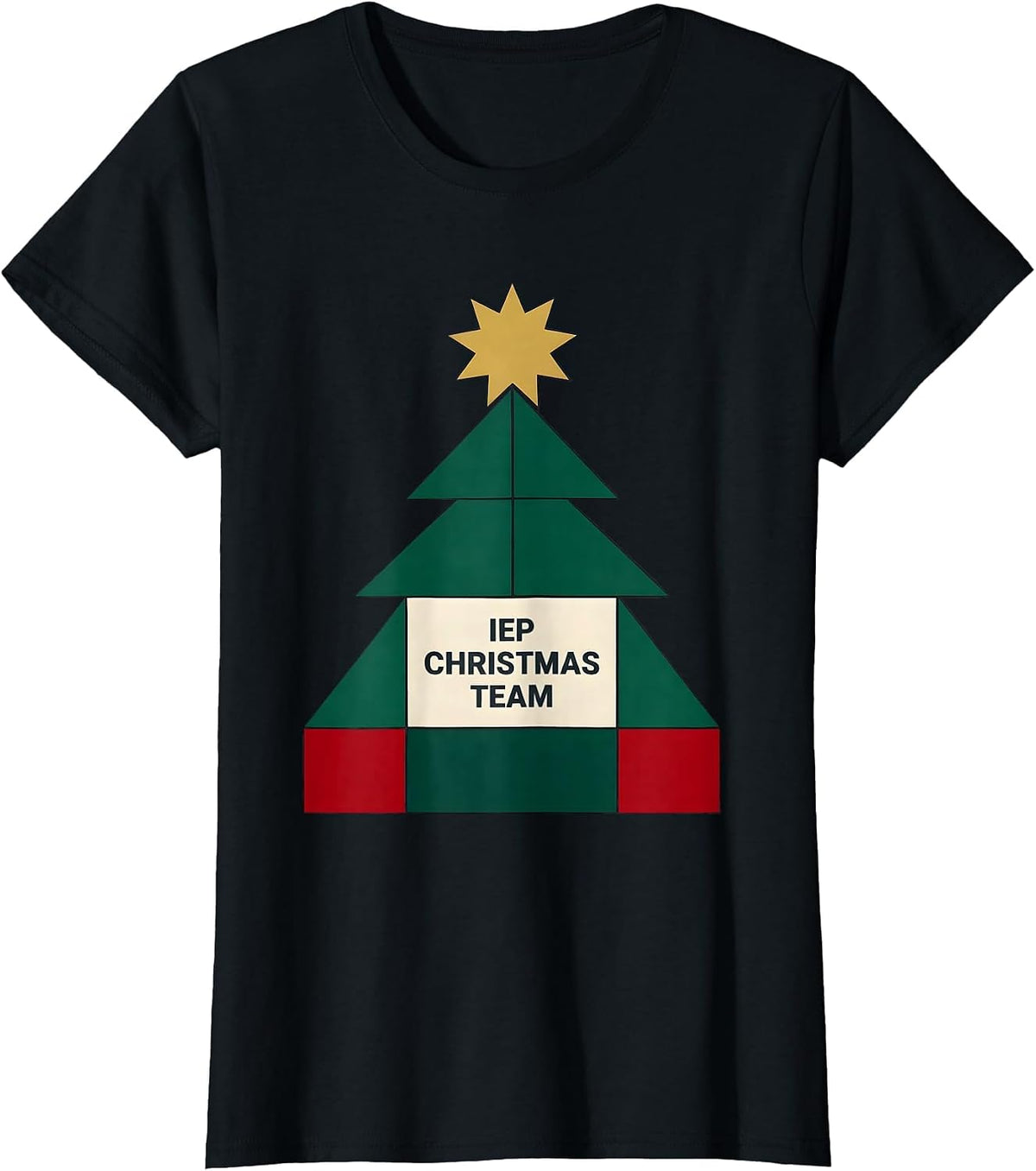IEP Christmas Team Quilt Block Patchwork Special Ed Teacher T-Shirt - Black