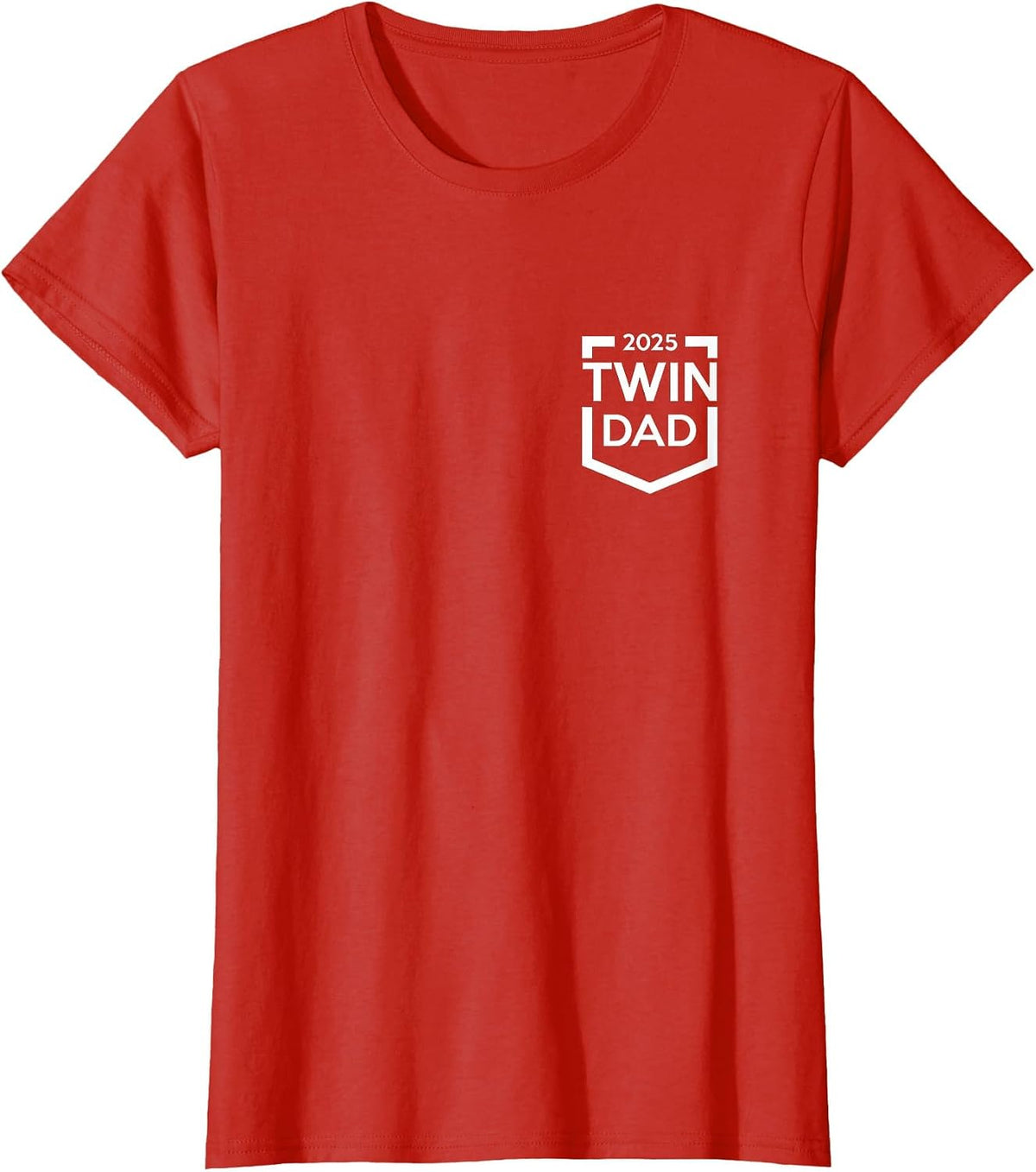 Twin Dad Est 2025 New Father Daddy T-Shirt - Red