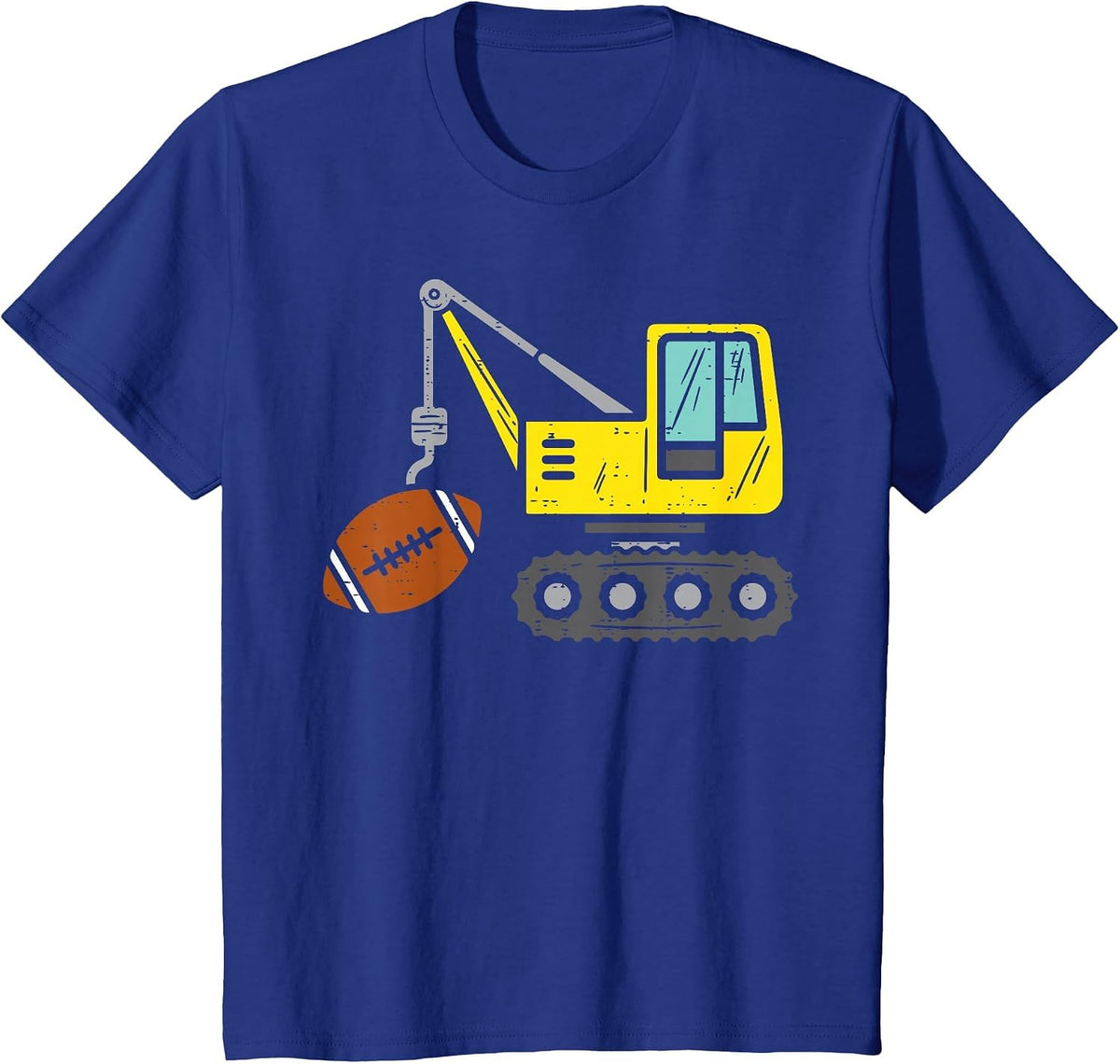 American Football Crane Construction Truck Boys Kids Toddler T-Shirt - Royal Blue
