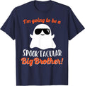 Big Brother Pregnancy Announcement Ghost Funny Boy Halloween T-Shirt - Navy Blue