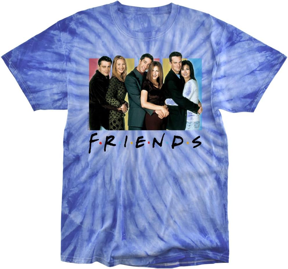 Popfunk Friends Cast Logo Tie Dye Adult Unisex T-Shirt (M) Royal Monochrome - As Pictured