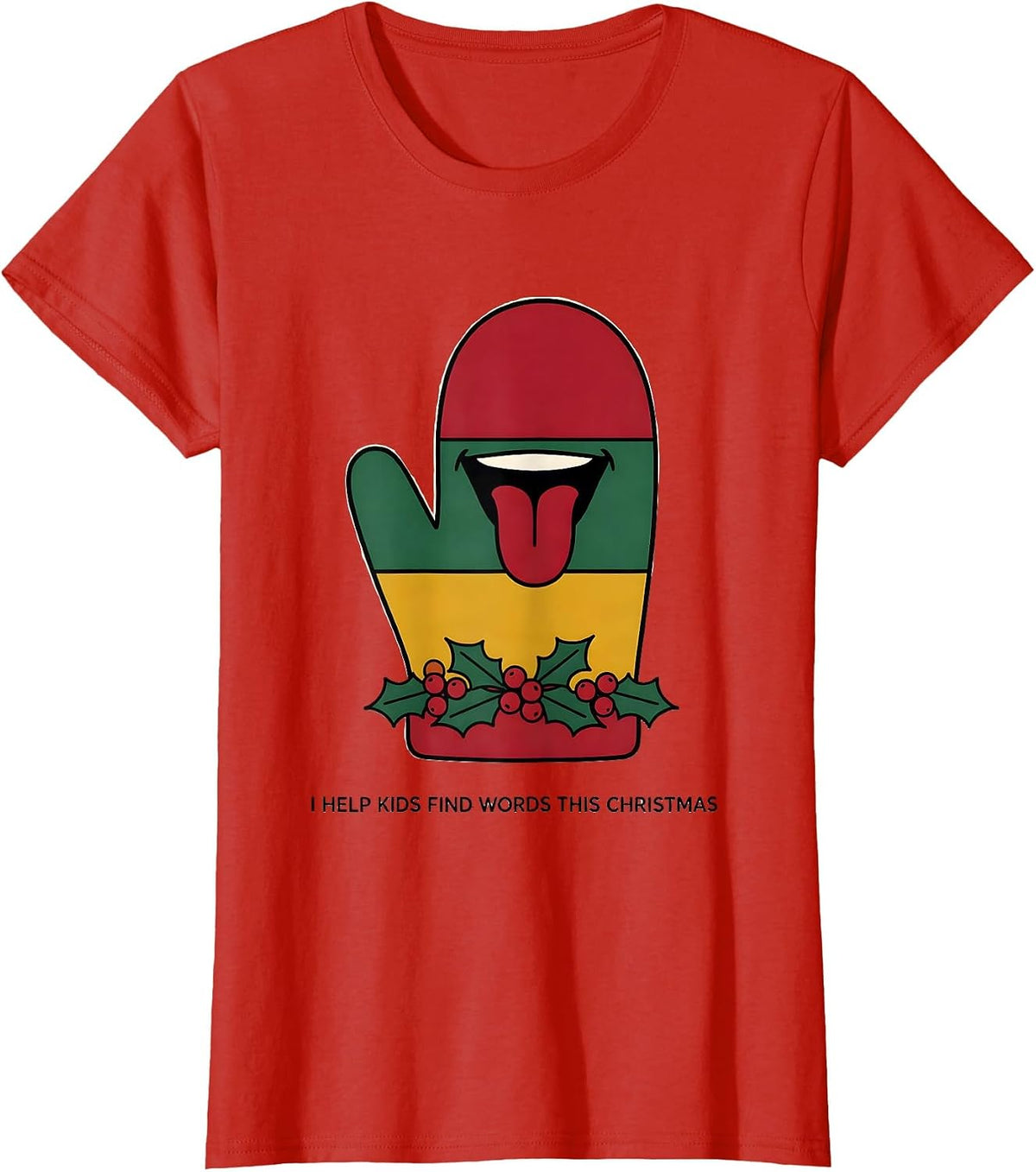 Women's I Help Kids Find Words This Christmas Retro Speech Therapist T-Shirt - Red