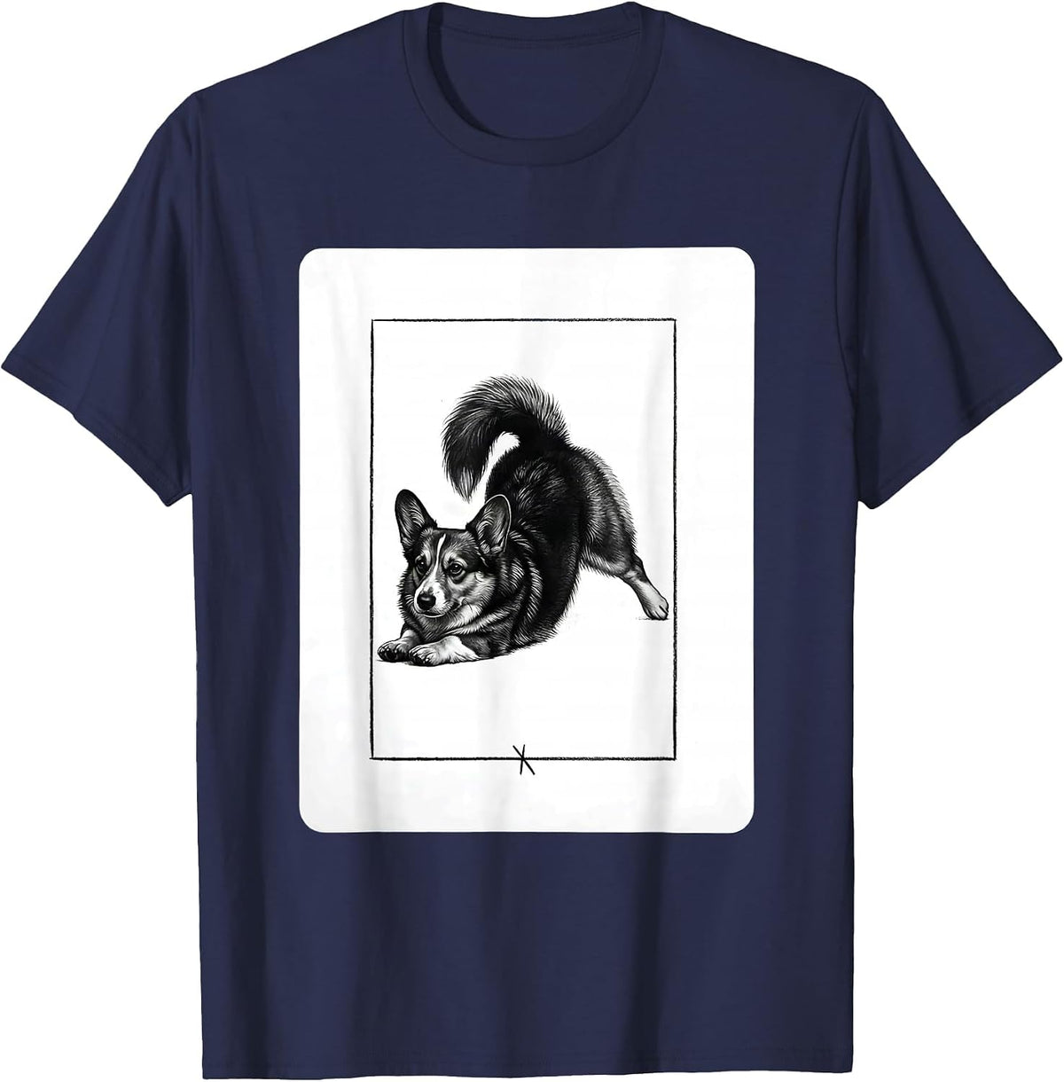 Corgi Sploot Minimalist Funny Dog Lover Design T-Shirt - Navy Blue