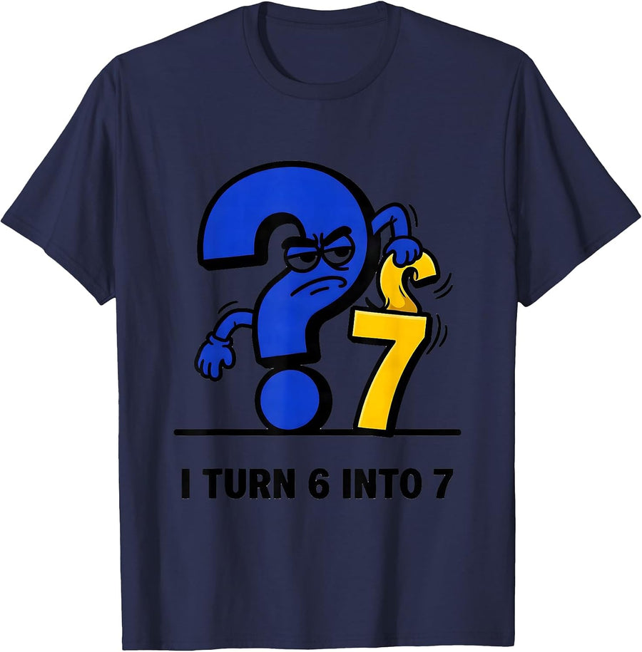 I TURN 6 INTO 7 Funny 67 Meme Math Teacher Elementary Joke T-Shirt - Navy Blue
