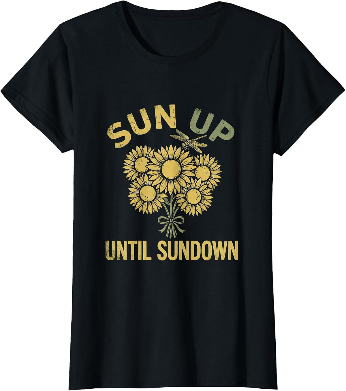 Sun Up Until Sundown Country Girl Design T-Shirt - Black
