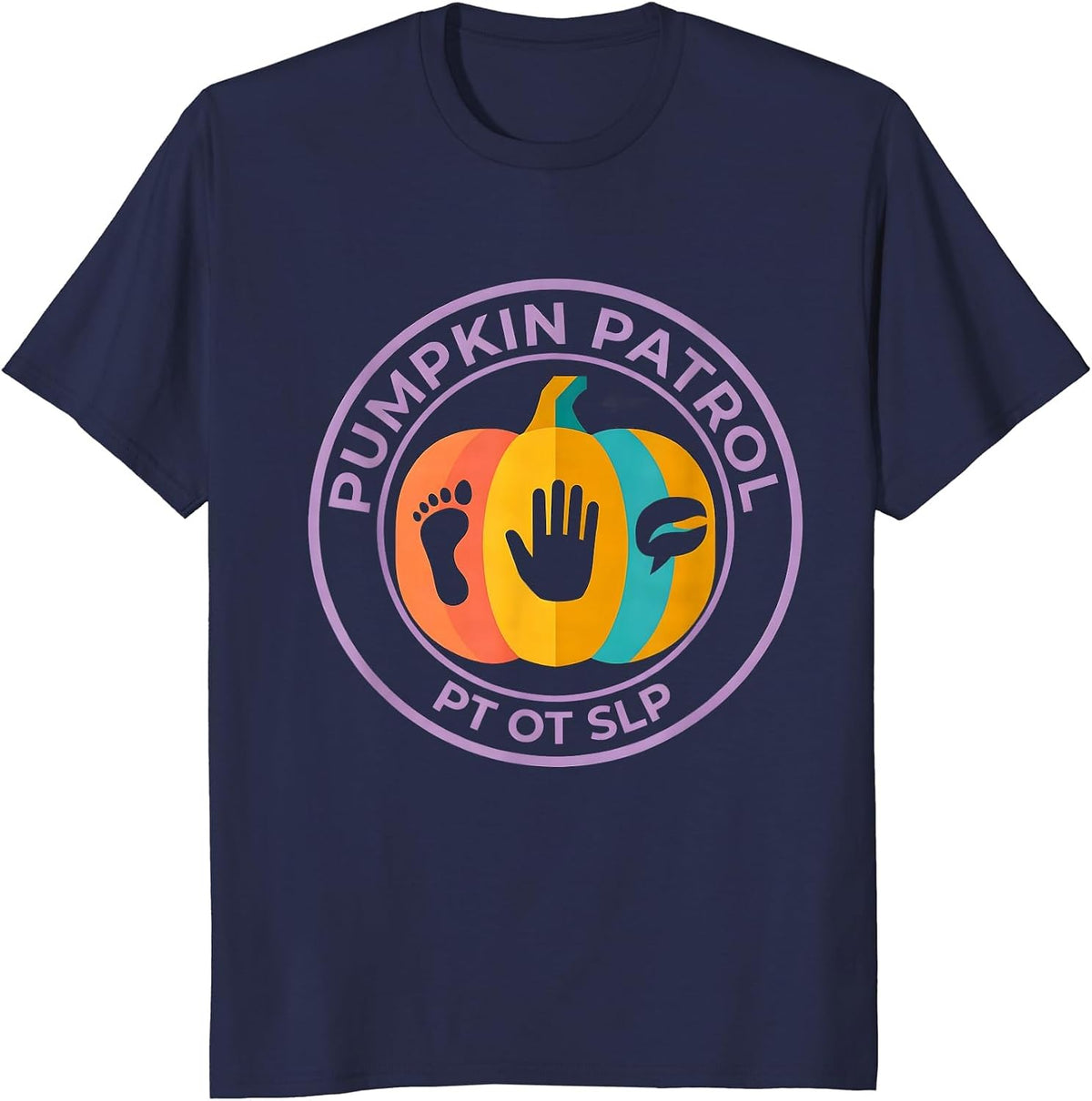 Pumpkin Patrol PT OT SLP Halloween Therapy Squad Funny Gift T-Shirt - Navy Blue