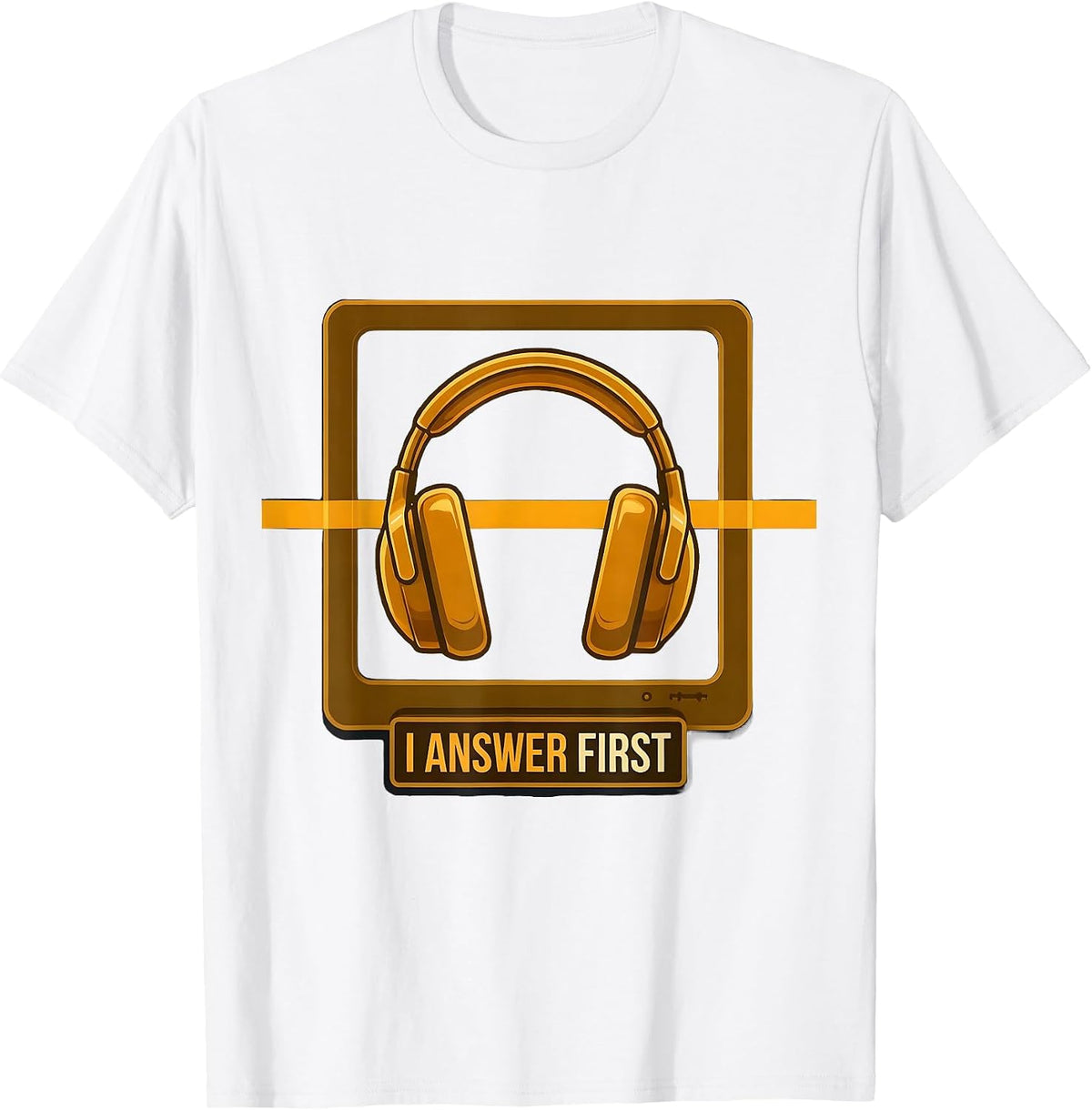 Men's I Answer First Thin Yellow Line 911 Dispatcher Emergency T-Shirt - White