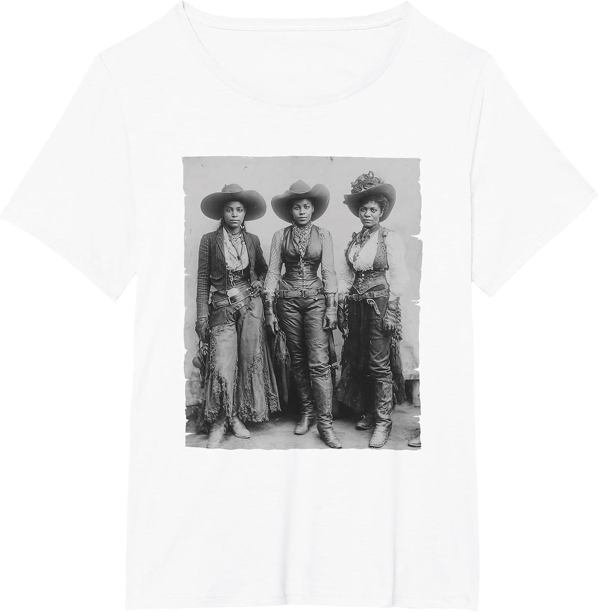 Black African American Cowgirl Western Country Texas Rodeo T-Shirt - White