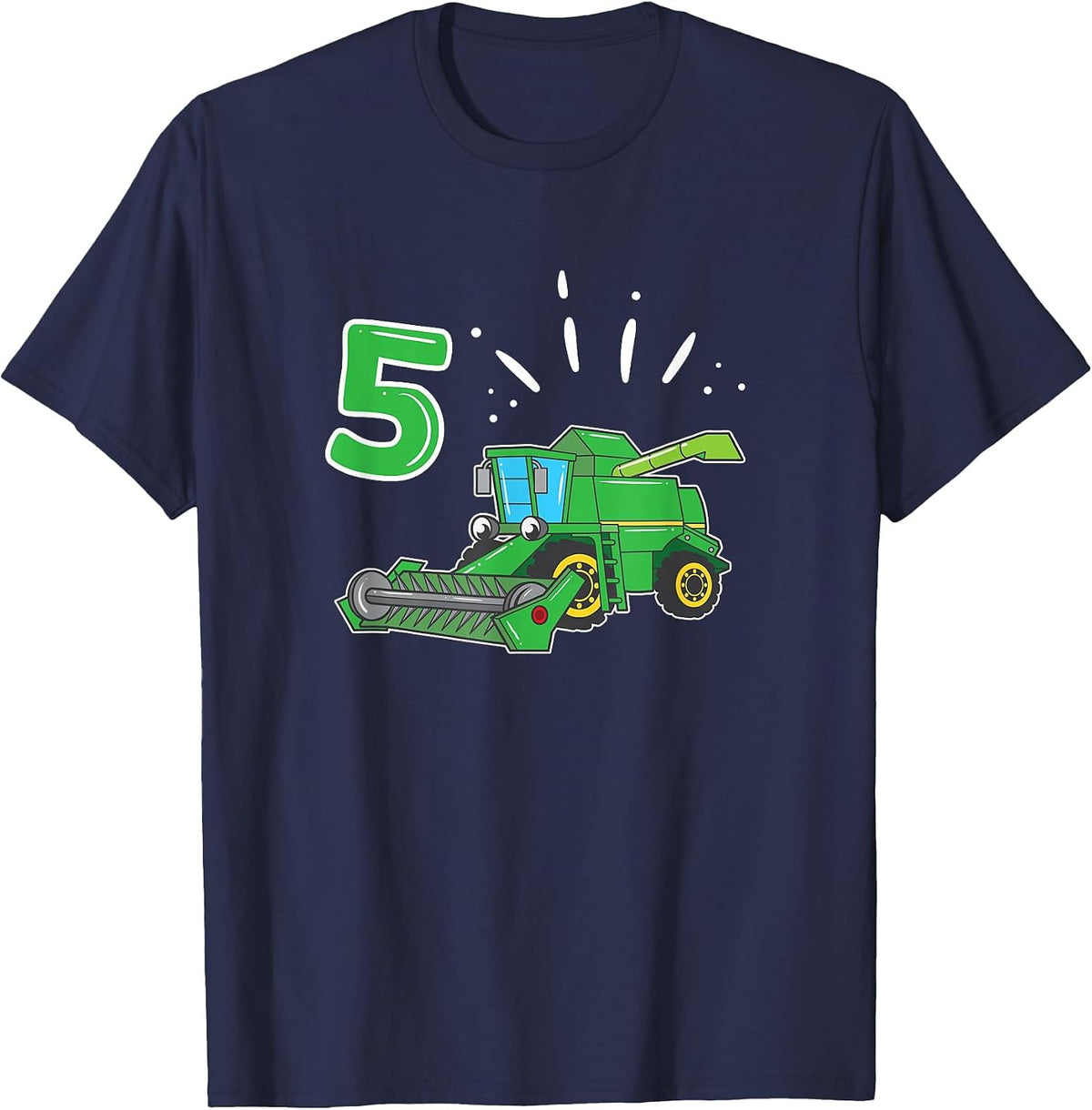 Farmer Bauer Combine Harvester 5 Years Children's Birthday T-Shirt - Navy Blue