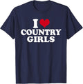 I Love Country Girls T-Shirt - Navy Blue
