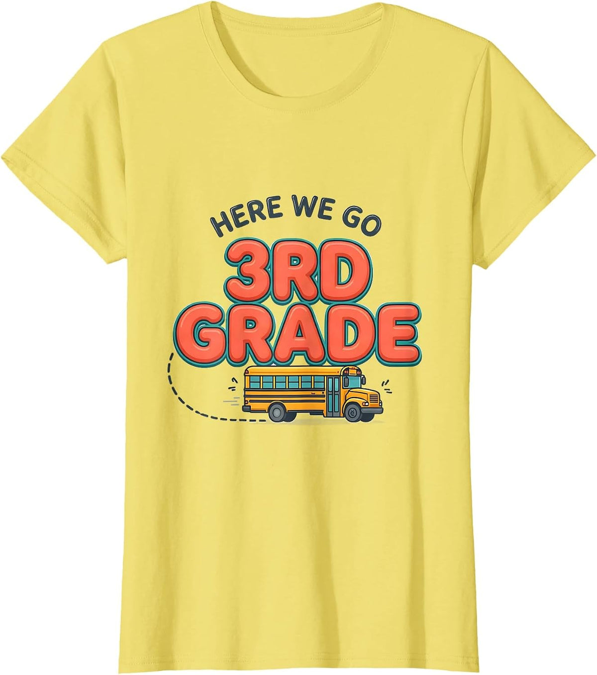 Here We Go, 3rd Grade Playful Back To School Teacher Crew T-Shirt - Lemon Yellow
