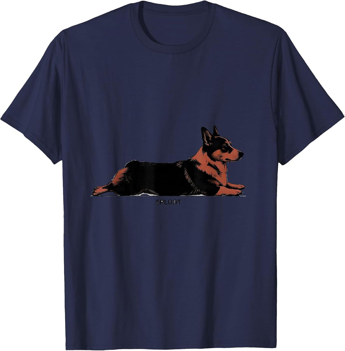 Sploot Minimalist Corgi Dog Lover Funny Corgi Mom Dad T-Shirt - Navy Blue