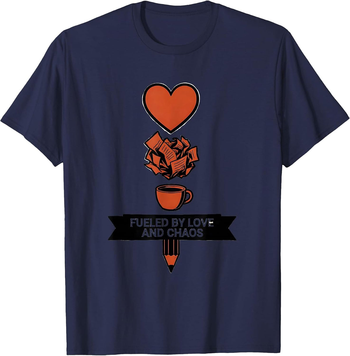 Men's Fueled by Love and Chaos Sped Teacher Design T-Shirt - Navy Blue