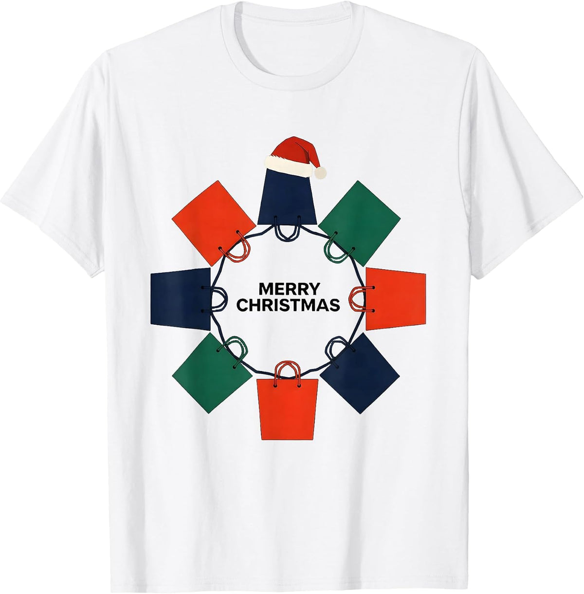 Merry Christmas Flat Gift Sacks Family Matching Holiday T-Shirt - White