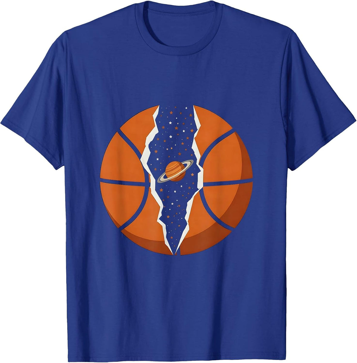 Galaxy Basketball Cosmic Split Universe Design T-Shirt - Royal Blue