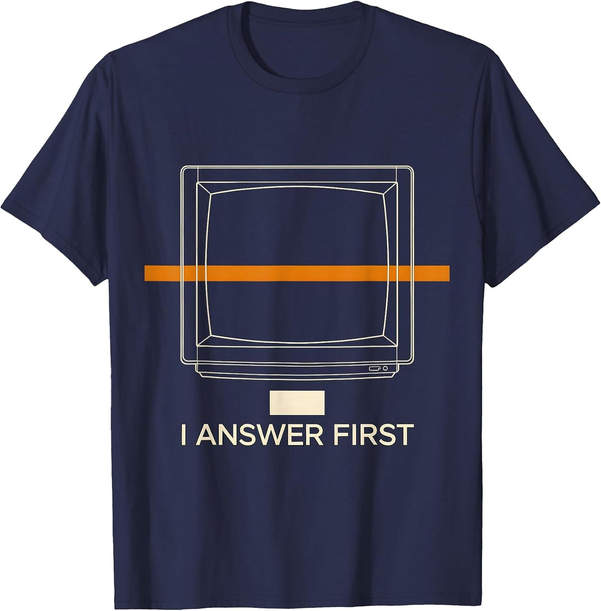I Answer First Thin Yellow Line 911 Dispatcher Emergency T-Shirt - Navy Blue