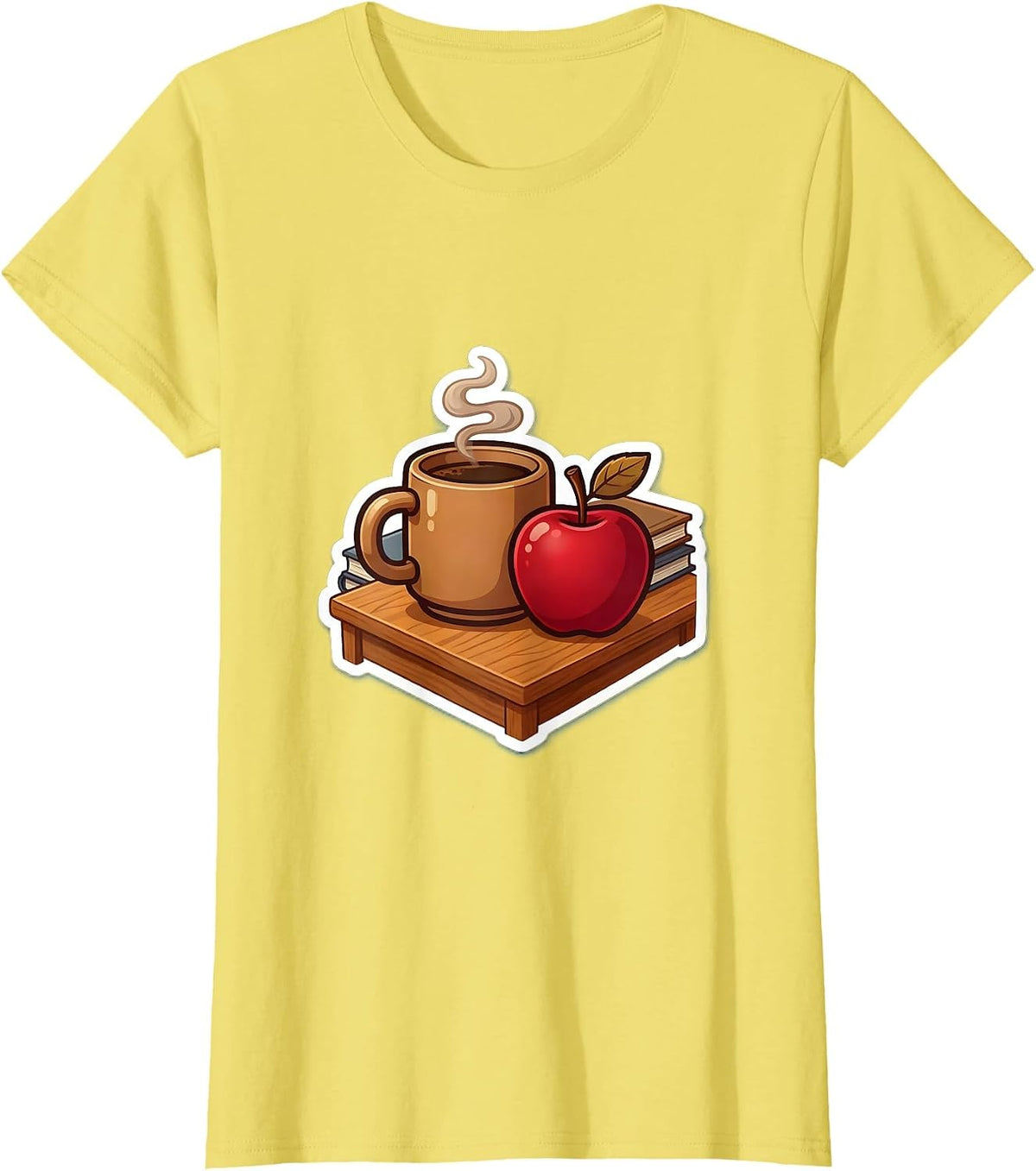 Sped Teacher Desk Coffee Mug Apple Illustration T-Shirt - Lemon Yellow