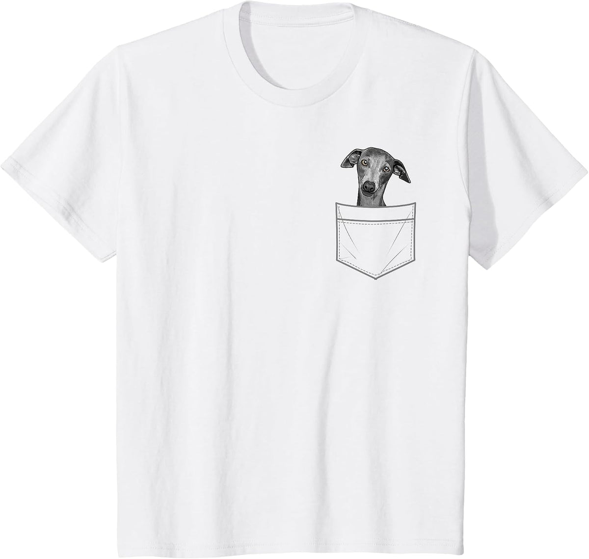 Cool Greyhound for Men Women Pocket Italian Dog Lover Owner T-Shirt - White