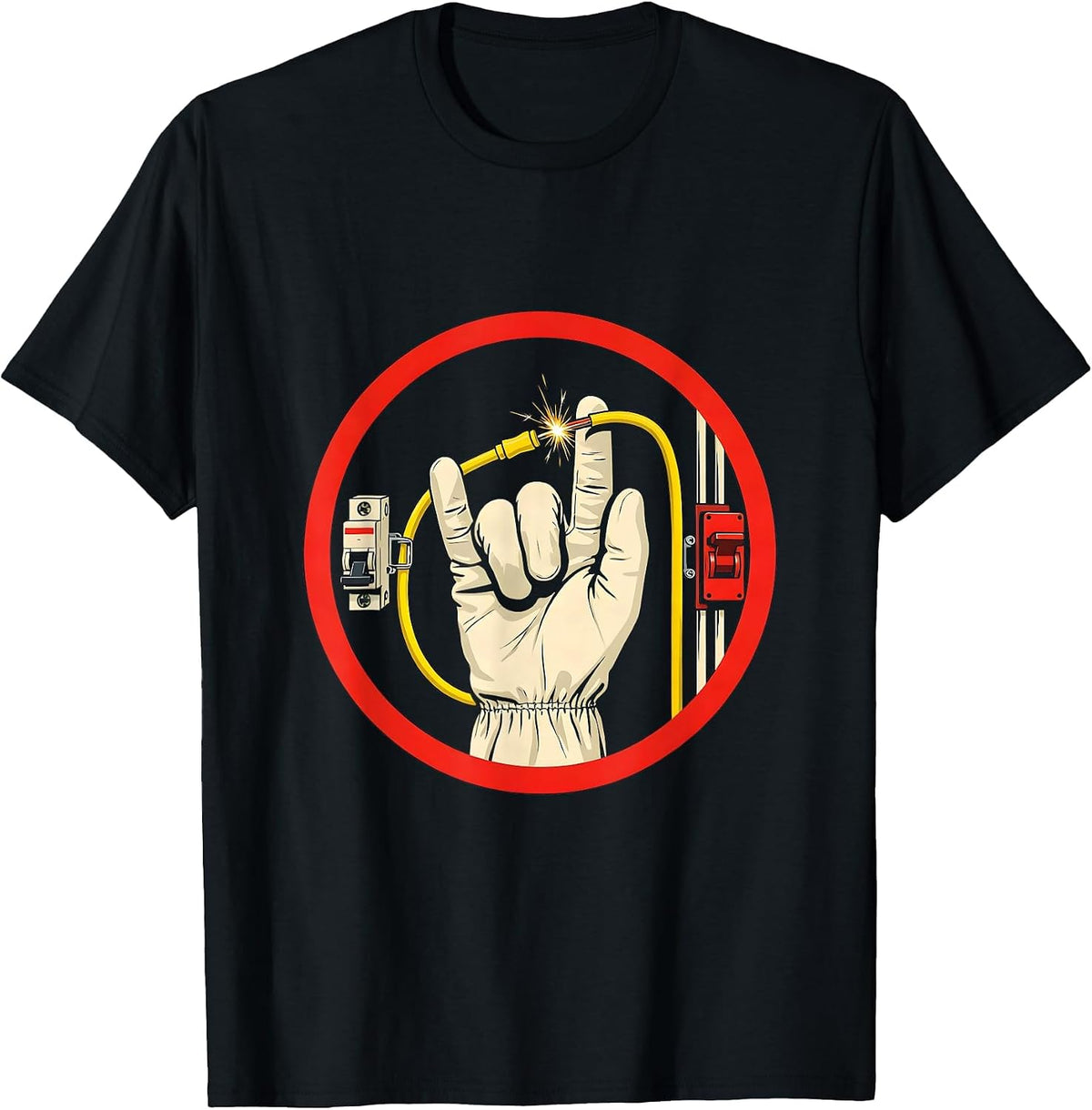 Men's Electrician Glove Humor Funny Skilled Trade Gift T-Shirt - Black