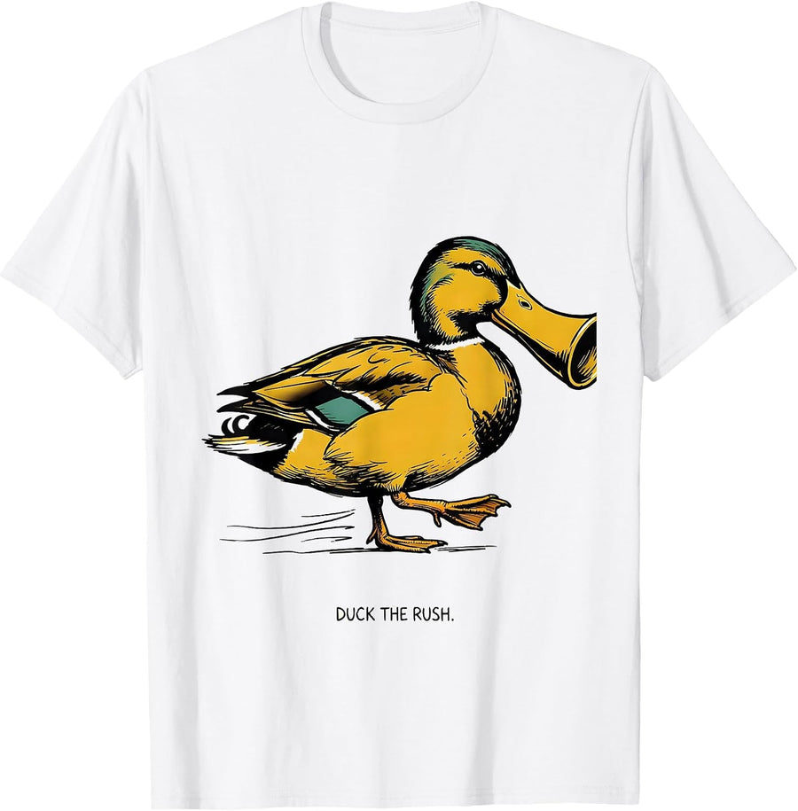 Men's Duck The Rush Funny Duck Hunter Hunting Dad Gift T-Shirt - White