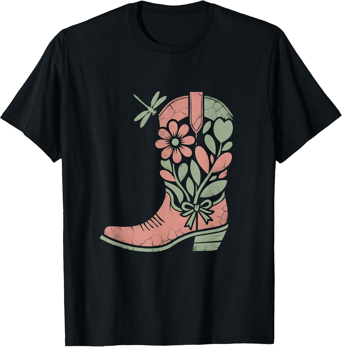 Men's Cowgirl Boot Kicking Desert Dust Western Graphic T-Shirt - Black