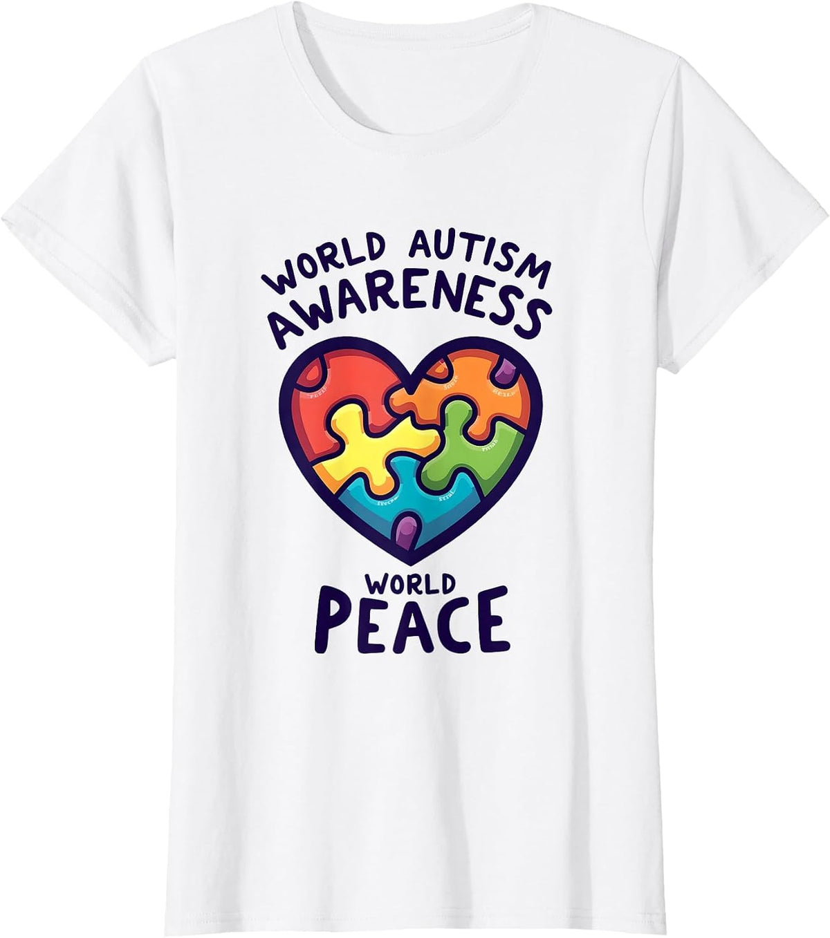 Autism Awareness World Peace Design T-Shirt - White