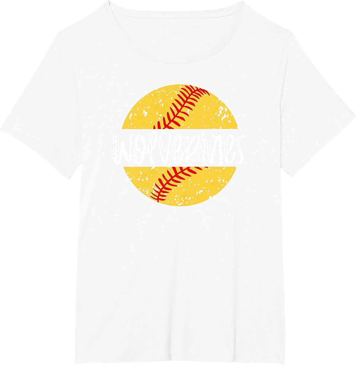 Wolverines Softball Team Mascot School Spirit Game Day T-Shirt - White