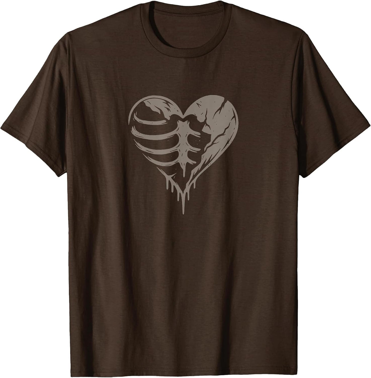 Goth Heart Ribcage Grunge Creepy Alt Alternative Horror T-Shirt - Brown
