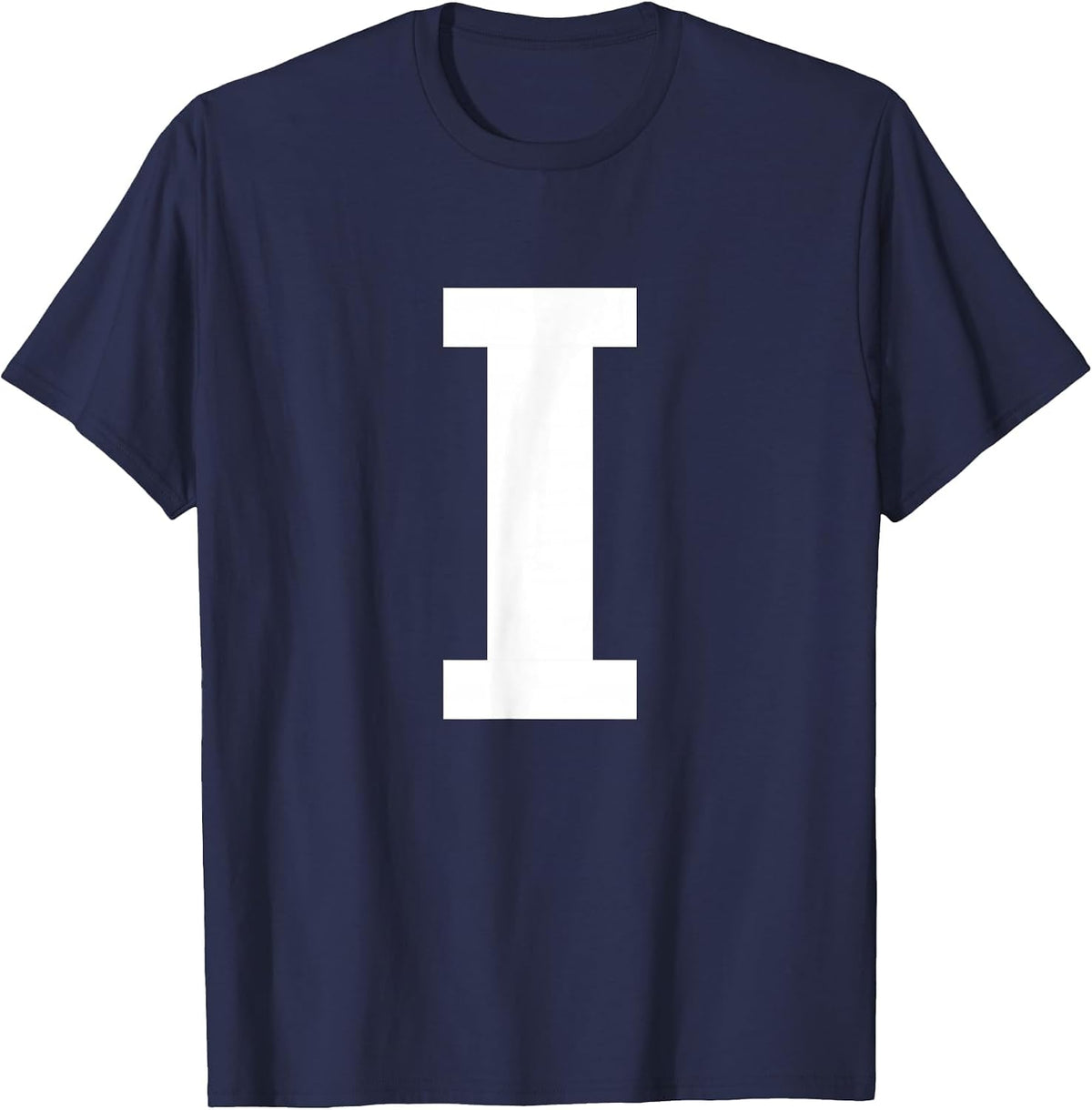 Alphabet Letter I (Capital Upper case) Matching Group Team T-Shirt - Navy Blue