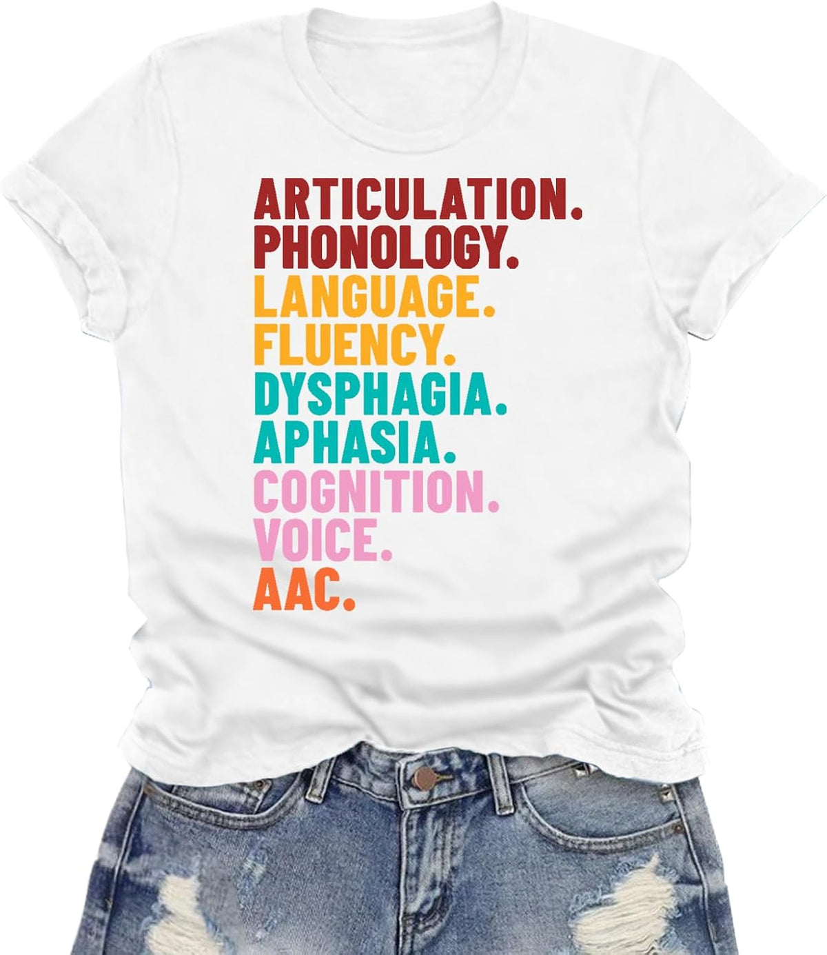 Speech Therapy Shirt for Women SLP Terminology T-Shirts Special Education Teacher Gift - White