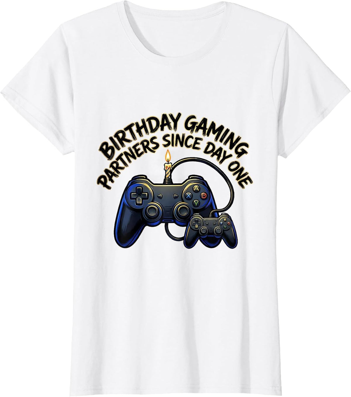 Birthday Gaming Partners Since Day One Funny Gamer Dad T-Shirt - White